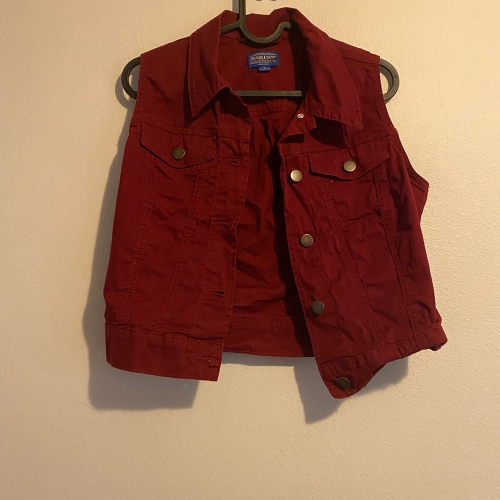 Pendleton Red Denim Button Up Vest - image 2